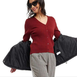 Chaus Button Down Cardigan Silk Women's Red Size M